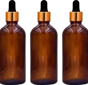 100ml-3pcs-pack-Amber-Glass-Bottles-With-golden-black-Glass-Droppersfor-Essential